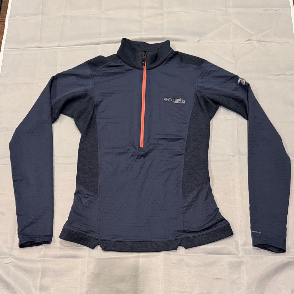Columbia Titanium Women's Navy and Quarter-Zip Sweatshirt, Size Small